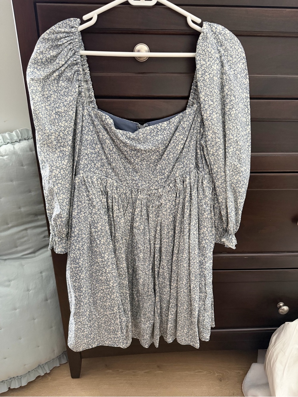 VICI Blue Floral Puff-Sleeve Mini Dress